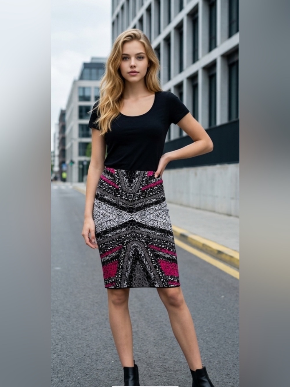 Diane Von Furstenberg Phaedra Knit Bodycon Skirt Women’s Diamond Haze M Pink New